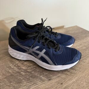 ASICS Sneakers Jolt 2 Navy Blue Silver Kids Size 5.5 Lace Up EU 38 Unisex
